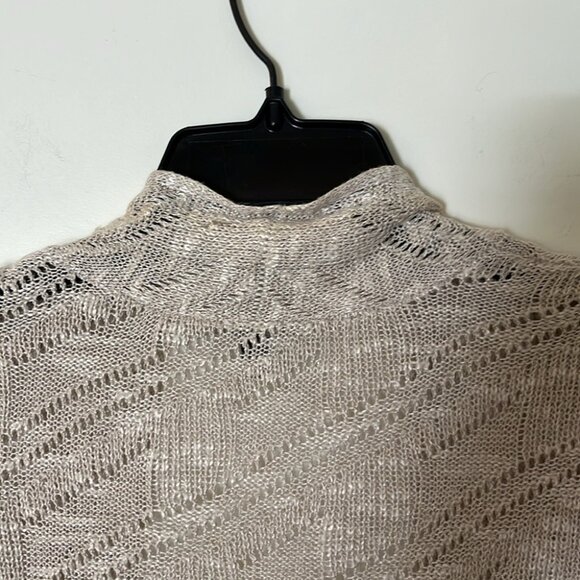 ✨🕊️ Vintage Eileen Fisher Beige Open Front Lightweight Knit Cardigan Sweater - Picture 9 of 12